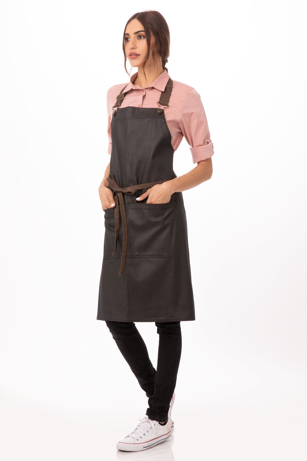Chef works Boulder Bib Apron- Brown Black - Hospitality Connect