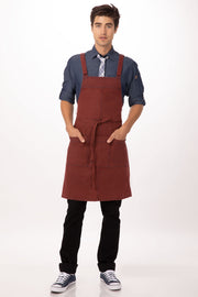 Chef work Uptown Cross-Back Bib Apron- Red Navy - Hospitality Connect