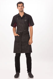 Chef Works Corvallis Bib Apron- Black Burgundy - Hospitality Connect