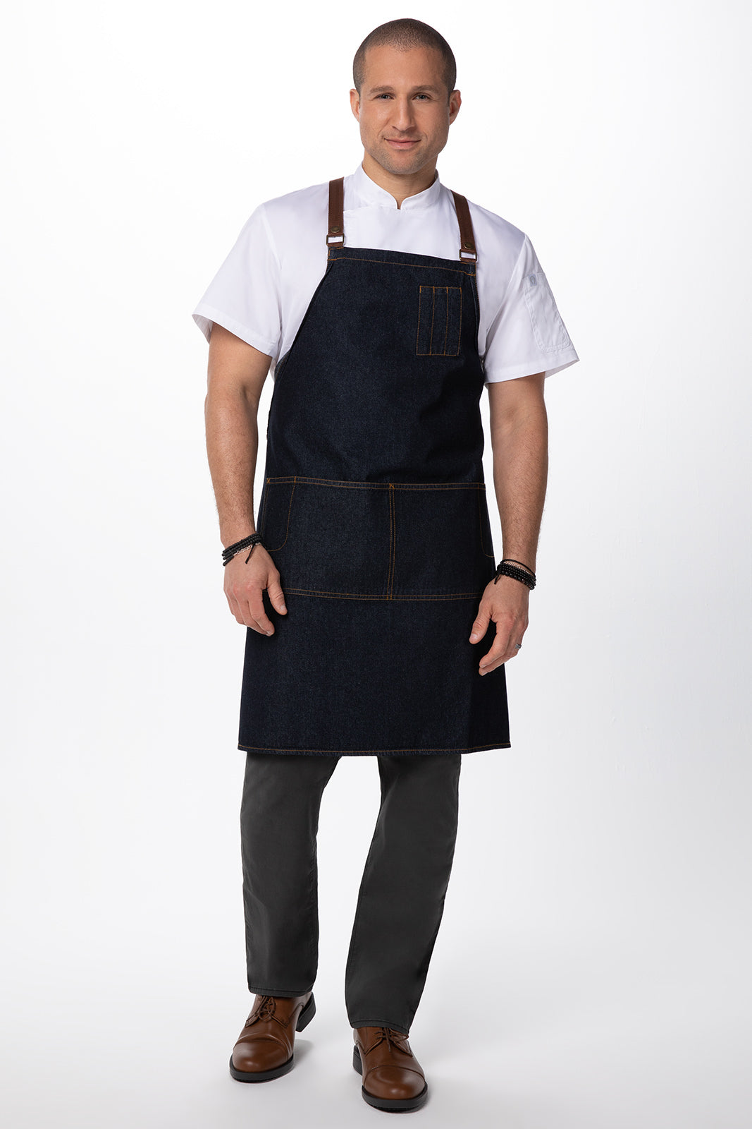 Chef works Memphis Denim Cross Back Apron- Indigo Blue - Hospitality Connect