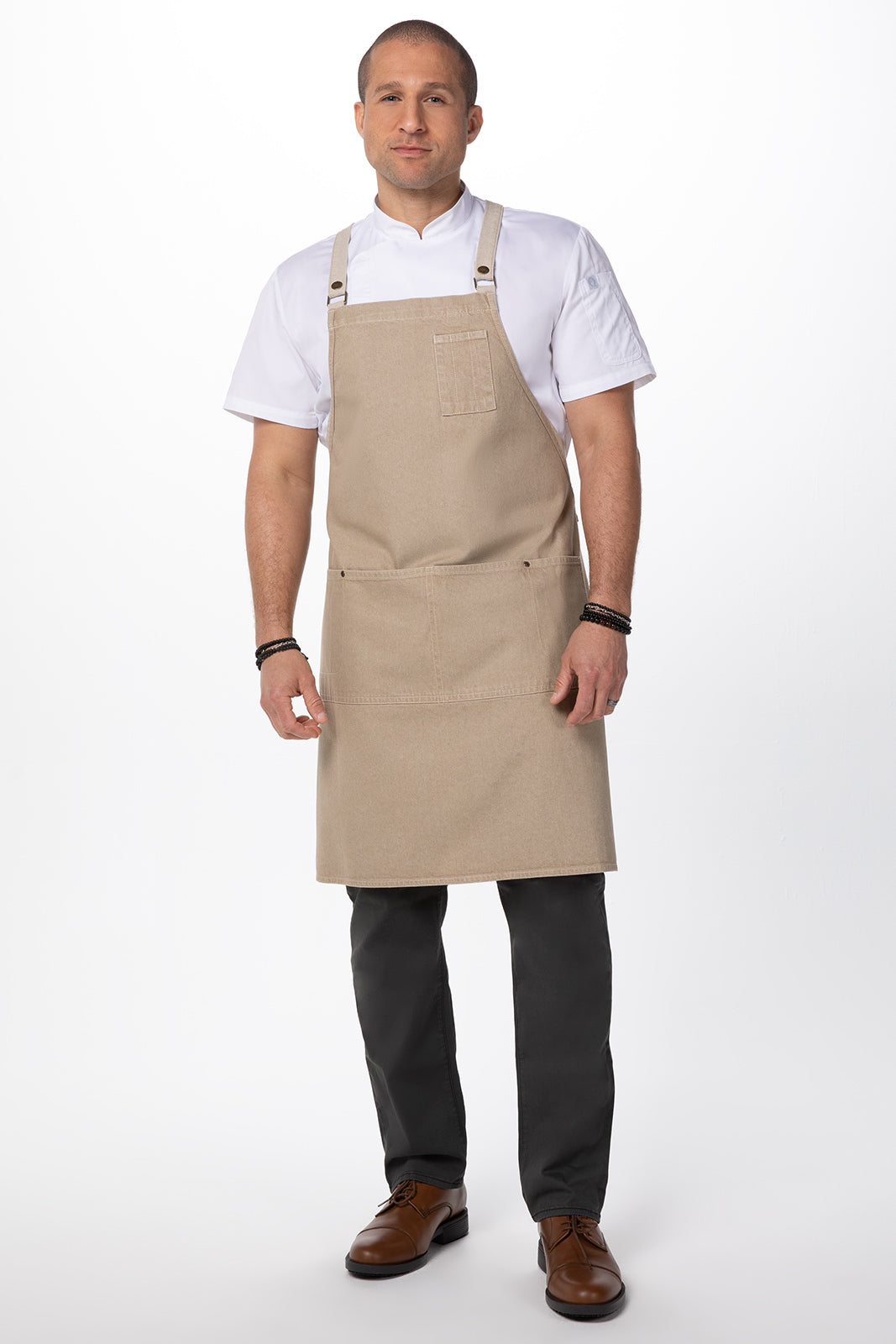 Chef work Austin Denim Cross Back Apron- Natural - Hospitality Connect