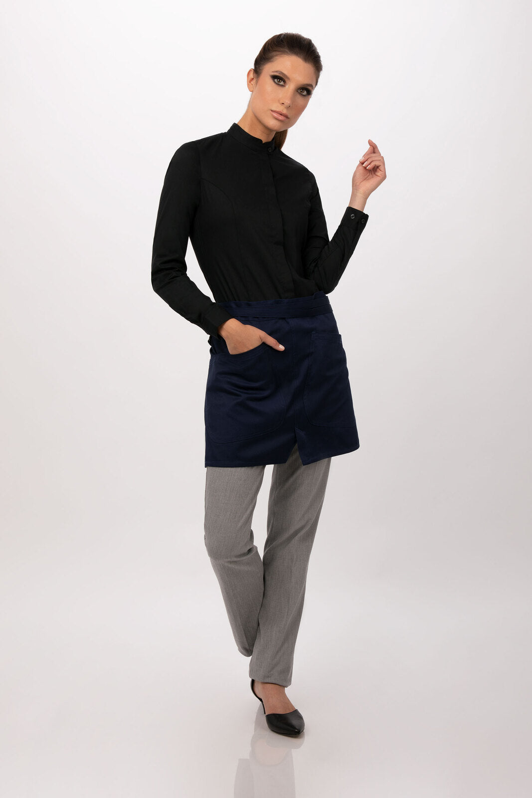 Chef works Largo Half Bistro Apron- Blue - Hospitality Connect