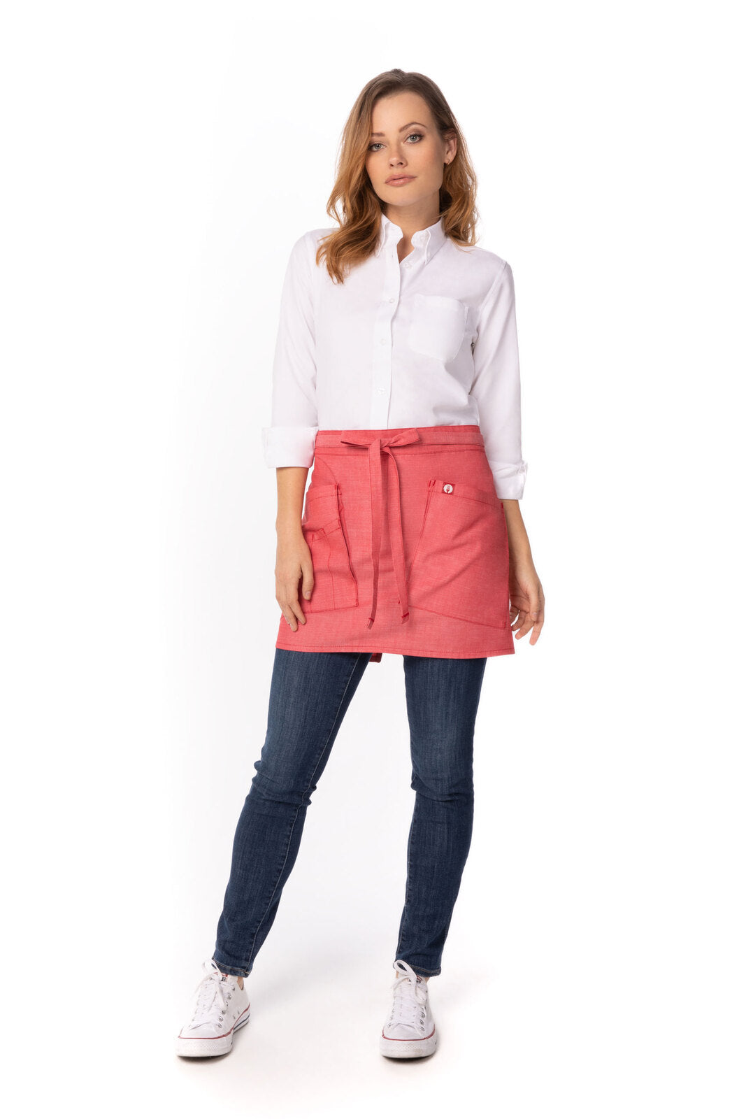 Chef works Medford Half Bistro Apron- Coral - Hospitality Connect
