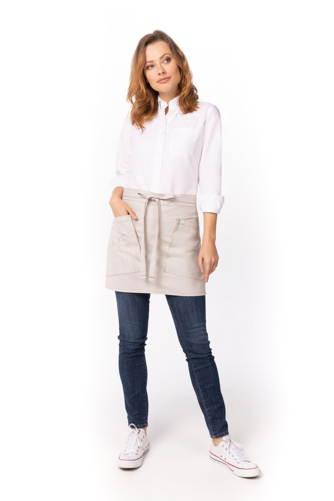 Chef works Medford Half Bistro Apron- Natural - Hospitality Connect