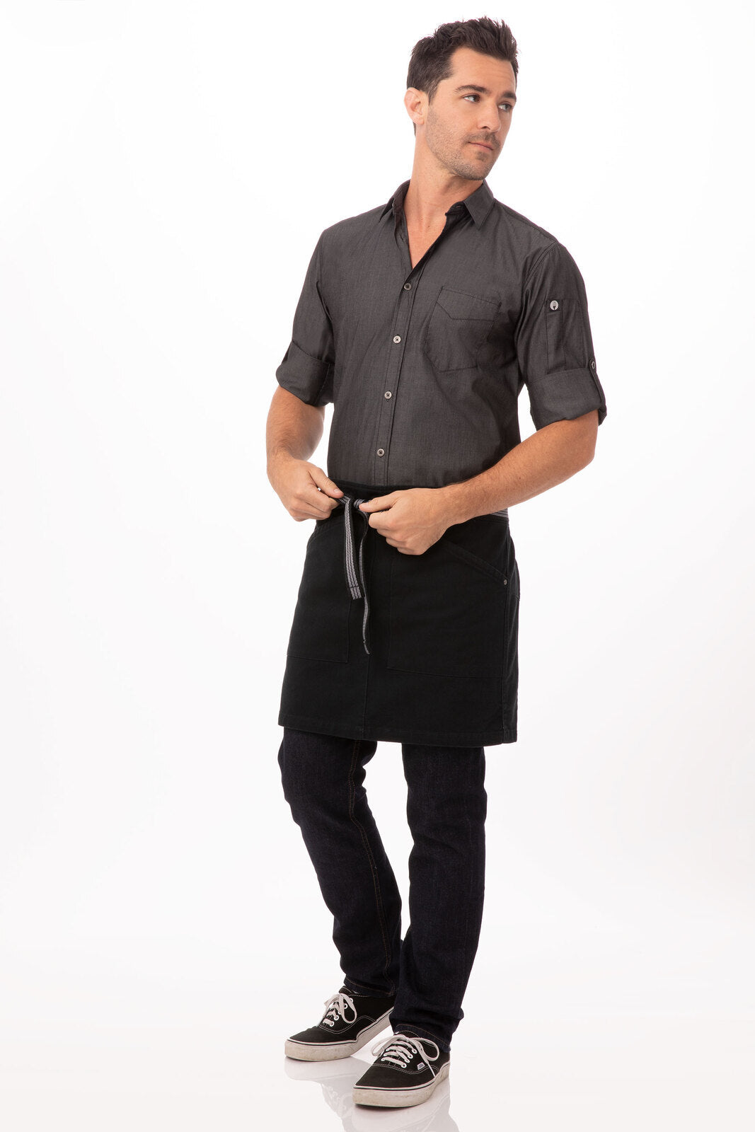 Chef Works Berkeley Half Bistro Apron- Jet Black - Hospitality Connect