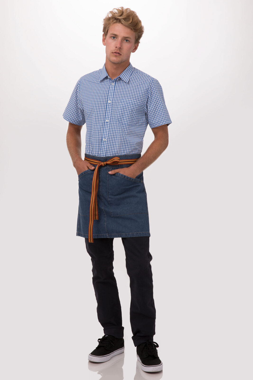 Chef Works Berkeley Half Bistro Apron- Medium Blue - Hospitality Connect