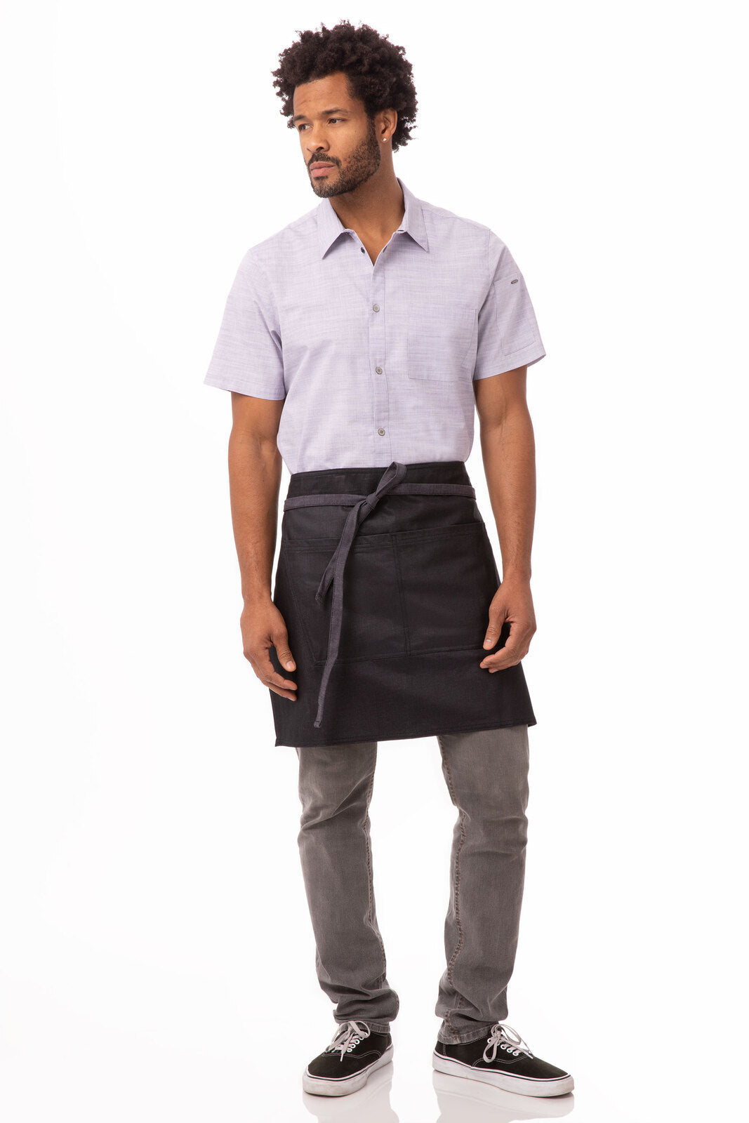 Chef works  Boulder Half Bistro Apron- Purple Black - Hospitality Connect