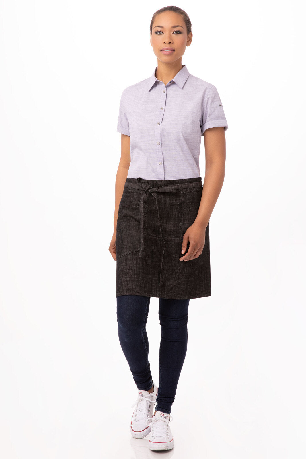 Chef Works Corvallis Half Bistro Apron- Black Burgundy - Hospitality Connect