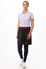 Chef Works Corvallis Half Bistro Apron- Black Burgundy - Hospitality Connect