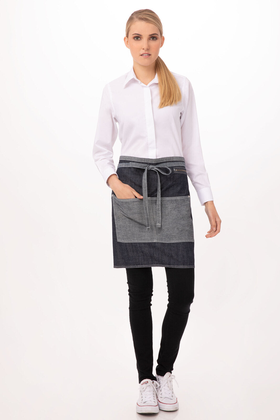 Chef Works Manhattan Half Bistro Apron- Indigo Blue - Hospitality Connect