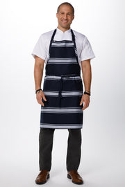 Chef Works  Butcher Stripe Bib Apron- Navy - Hospitality Connect