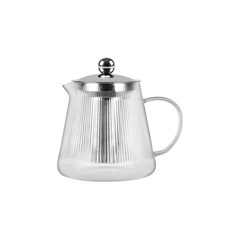 BREW INFUSION GLASS TEAPOT w/FILTER & LID 600ml VERT STRIPE Box of 2 - Hospitality Connect