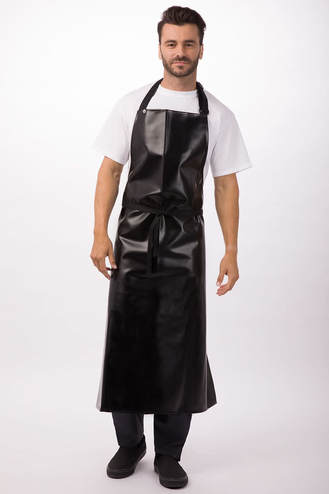 Chef Works Long PVC Bib Apron - Black - Hospitality Connect