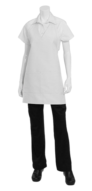 Chef works V-Neck Tuxedo Apron- White - Hospitality Connect