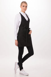 Chef Work V-Neck Tuxedo Apron Black - Hospitality Connect