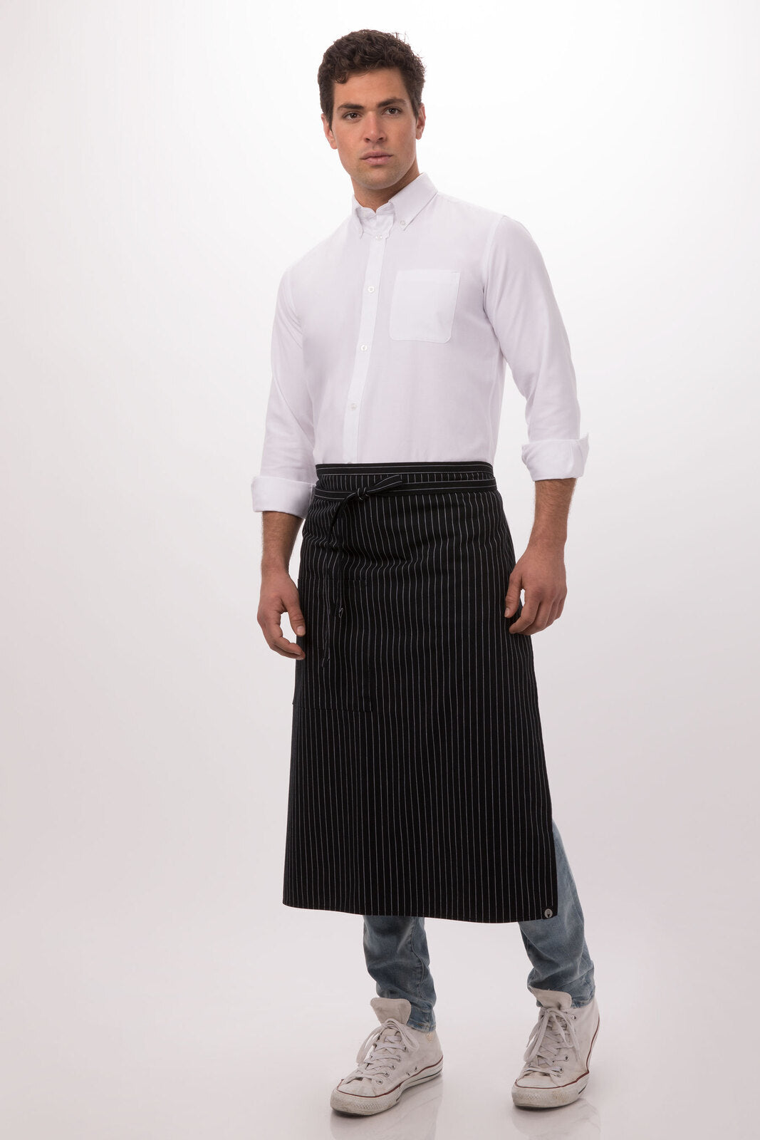 Chef Works  Bistro Apron- Black/White - Hospitality Connect