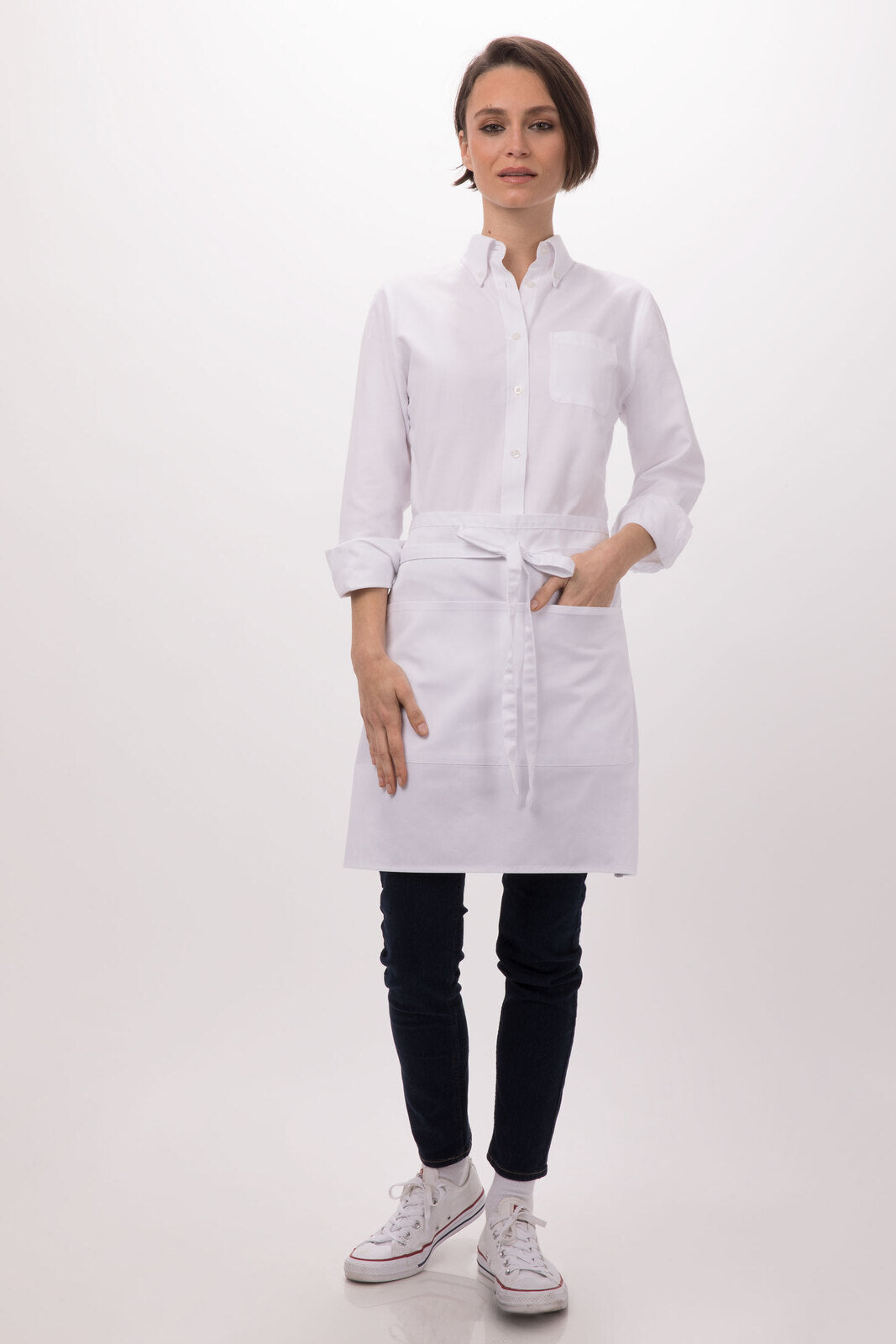 Chef Works Half Bistro Apron- White - Hospitality Connect