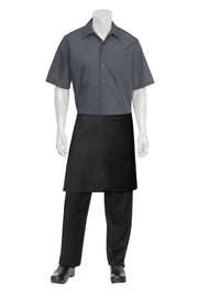 Chef Works Half Black Apron No Pocket- Black - Hospitality Connect