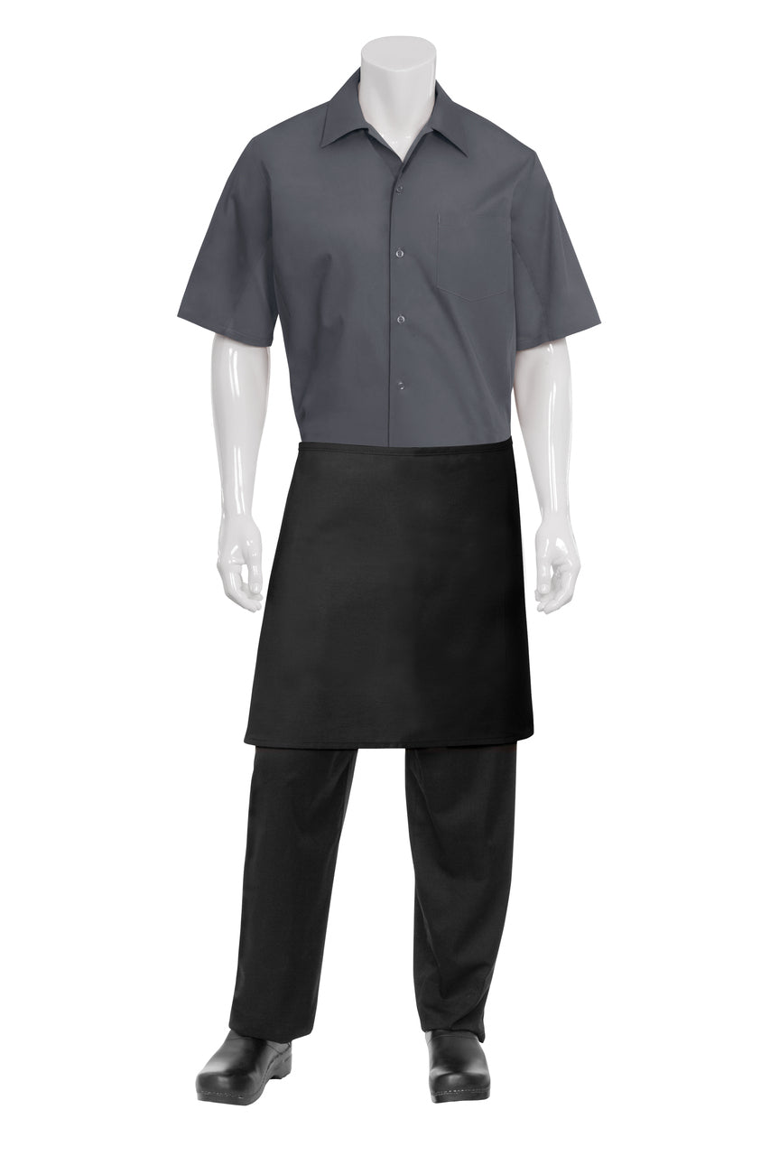 Chef Works Half Black Apron No Pocket- Black - Hospitality Connect