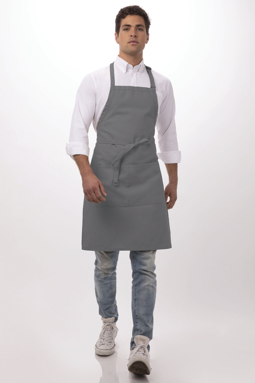 Chef Works Bib Apron- Grey - Hospitality Connect