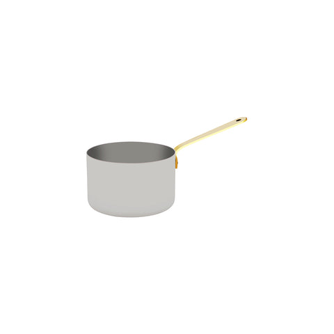 CHEF INOX MINIATURE SAUCEPAN w/BRASS HDL 120x75mm18/10 - Hospitality Connect