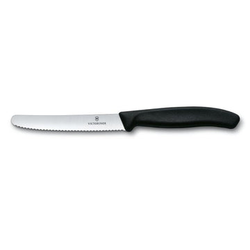 Victorinox Steak & Tomato Knife,11cm Round Tip,Wavy Edge,Classic,Black - Hospitality Connect