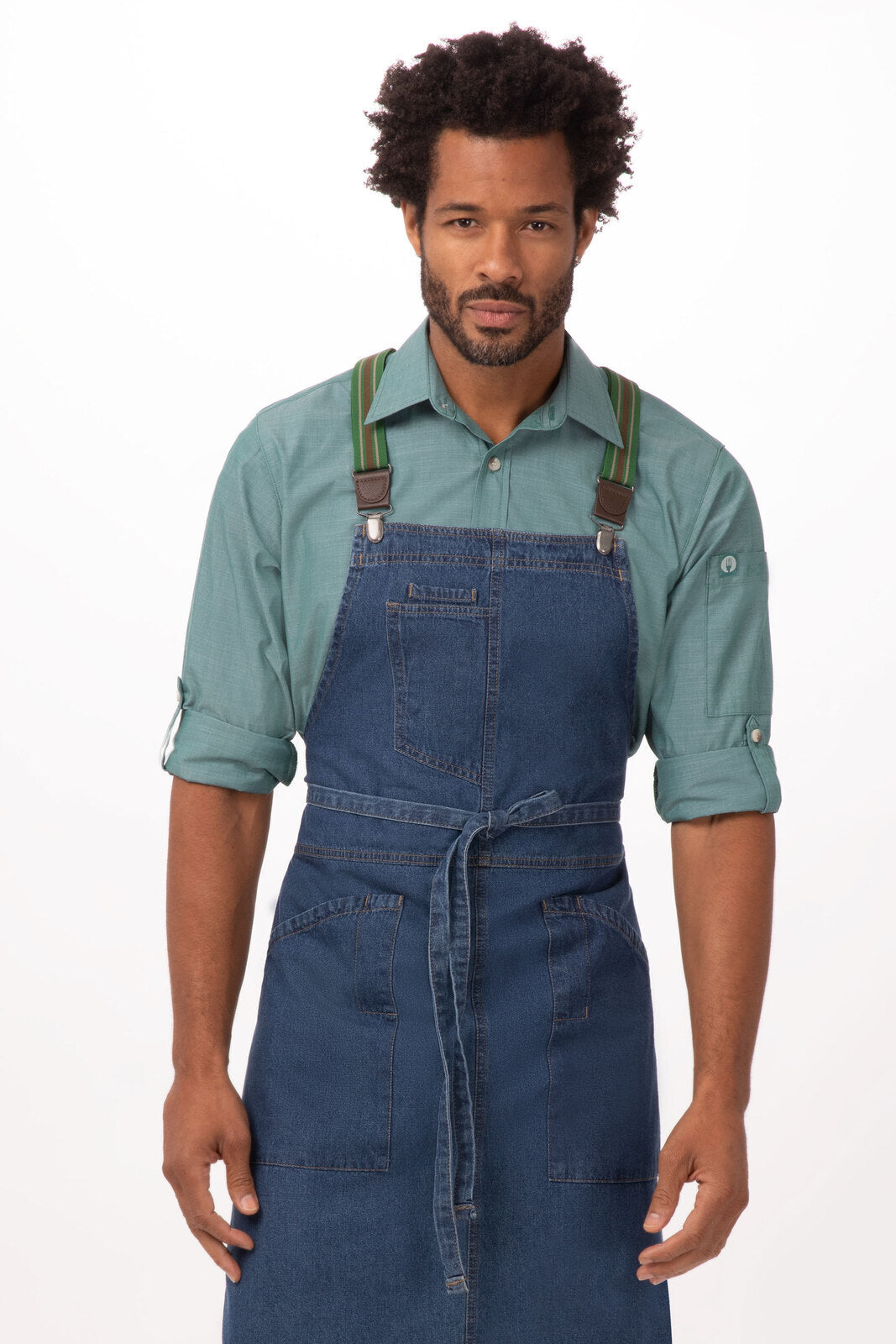 Chef Works Berkeley Apron Suspenders- Green Brown - Hospitality Connect