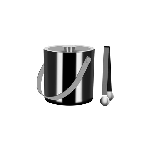 ZANZI DOUBLE WALL ICE BUCKET w/ICE TONG 150mm GUN METAL EXT - Hospitality Connect