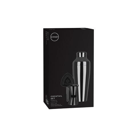 ZANZI COCKTAIL SET GUN METAL 3pc - Hospitality Connect