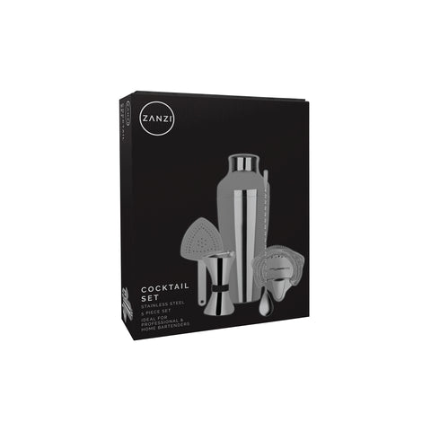 ZANZI COCKTAIL SET w/2pc SHAKER S/S 5pc - Hospitality Connect